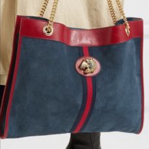 Gucci Rajah Large Blue Suede Tote RARE!!! - Picture 2 of 8